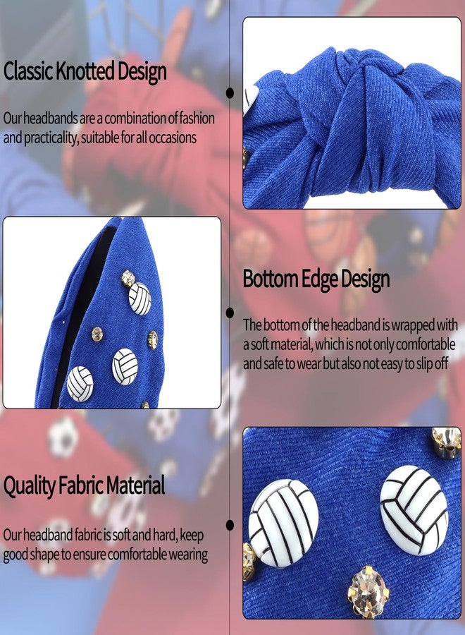 هابدو طوق رأس هابدو باللون الأزرق الملكي، مرصع بأحجار الراين، بتصميم عقدة، مناسب للكرة الطائرة، عريض، مثالي ليوم المباراة، إكسسوارات شعر رياضية، هدية مثالية لمحبي الكرة الطائرة - Image 5